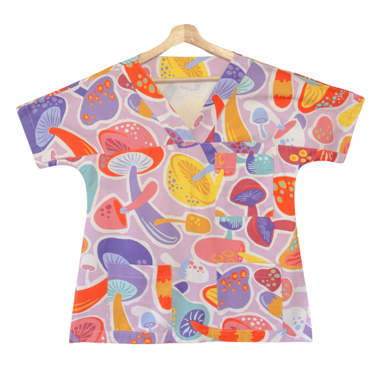 Funky Mushrooms Scrub Top
