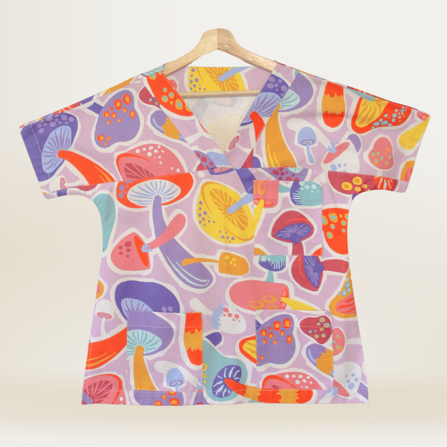 Funky Mushrooms Scrub Top