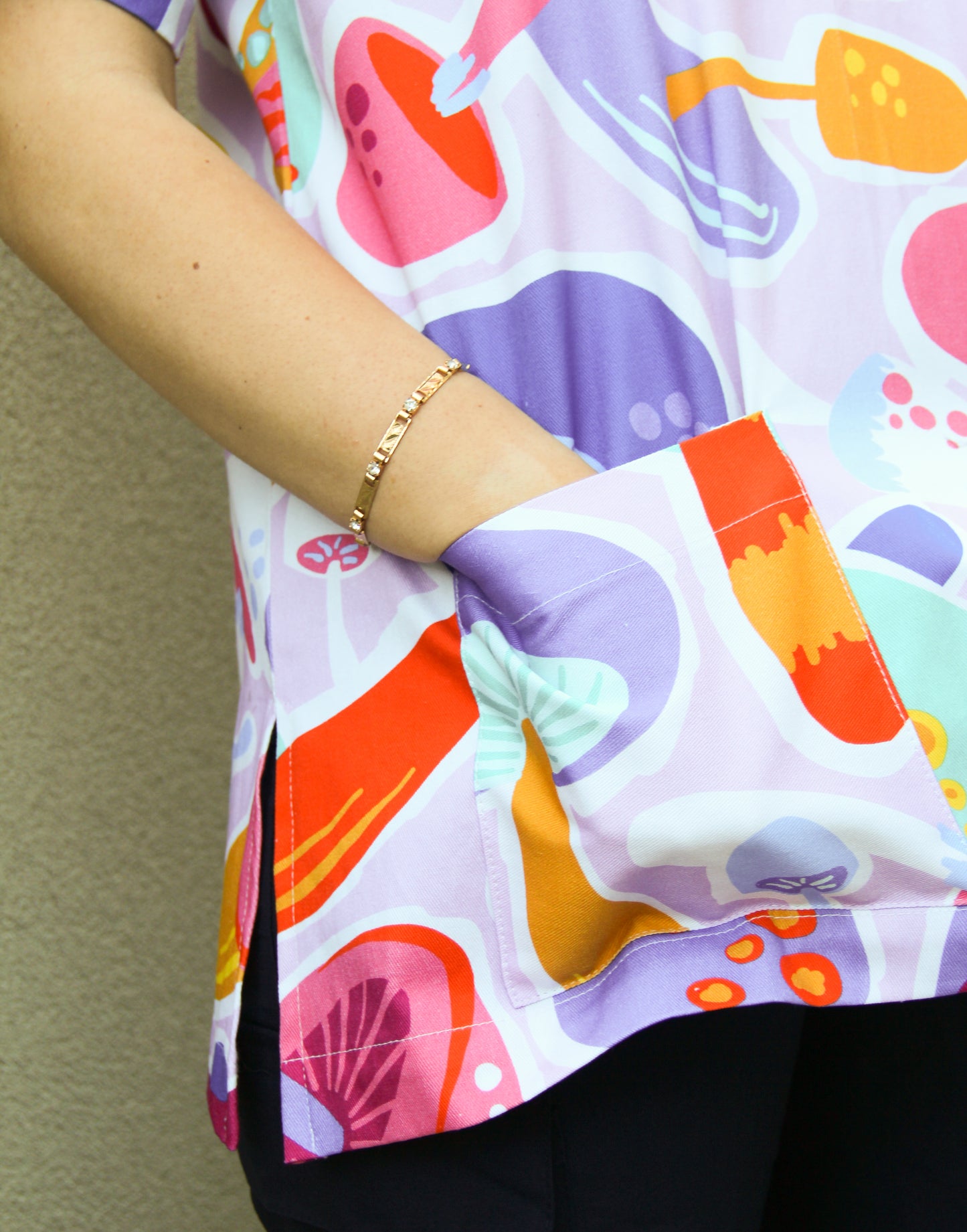 Funky Mushrooms Scrub Top